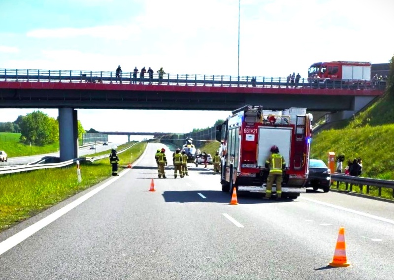 Mężczyzna potrącony na A1. Interweniował śmigłowiec LPR