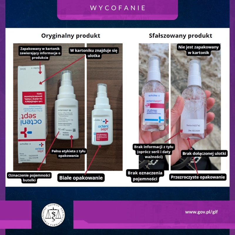 Główny Inspektor Farmaceutyczny wycofuje sfałszowany Octenisept. Ostrzeżenie dla pacjentów i aptek