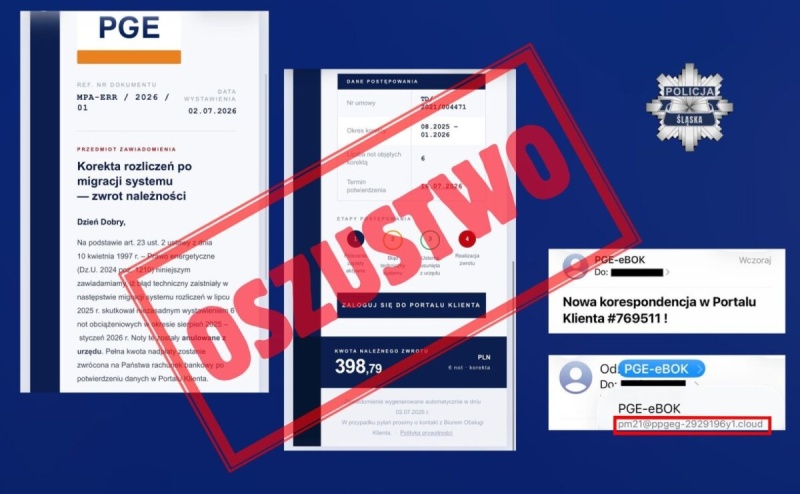 Fałszywa wiadomość o zwrocie nadpłaty za energię. Uważaj na oszustów!