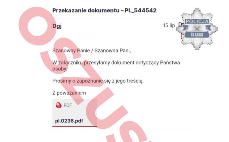 Policja ostrzega przed fałszywymi e-mailami. Oszuści podszywają się pod funkcjonariuszy