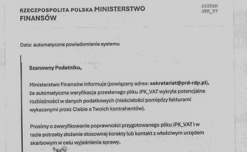 Uwaga na fałszywe e-maile dotyczące plików JPK_VAT. Oszuści podszywają się pod KAS
